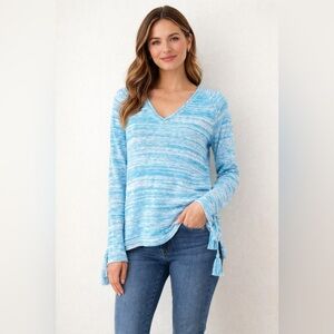 NWT Lilly Pulitzer Jody V-Neck Sweater Blue Peri High Tide Space Dye Women’s S